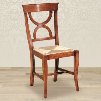Sedia clessidra fondino in paglia con struttura in legno