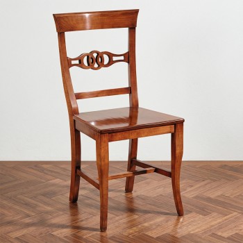 Sedia nodo con schienale traforato in legno