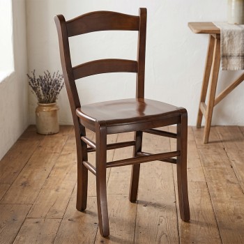 Sedia campagnola in legno, faggio con traverse e sedile