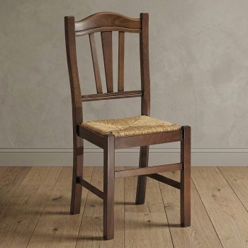 Sedia classica con fondino in paglia, legno massello