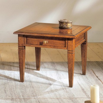 Tavolino da salotto piano in legno con cassetto