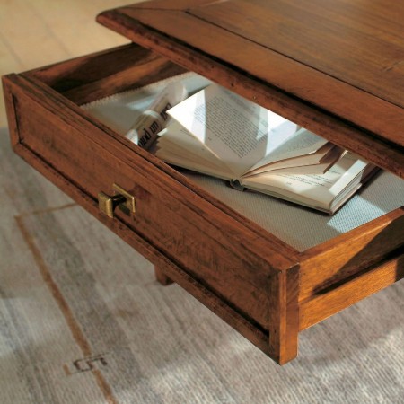 Tavolino da salotto piano legno e cassetto