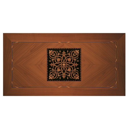 Tavolo sagomato con intarsio iris allungabile da 180x100 a 260x100