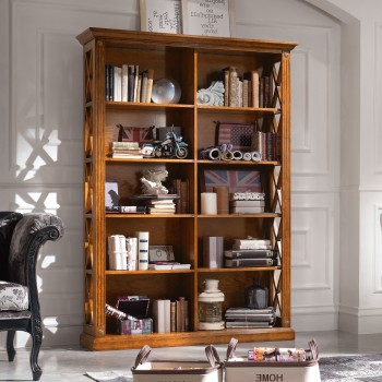 Libreria doppia con fianchi a croce in legno toulipier