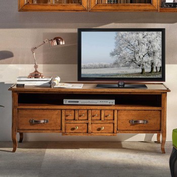 Porta TV con un cassetto e vano a giorno, dettaglio decorazioni