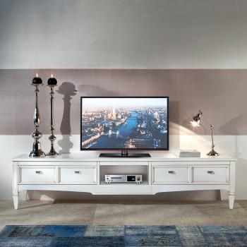 Porta TV con 2 cassetti e vano a giorno ambientato