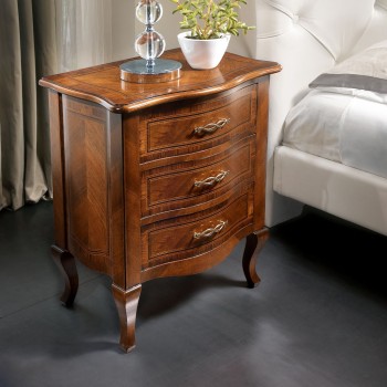 Comodino 700 legno noce intarsio spina pesce