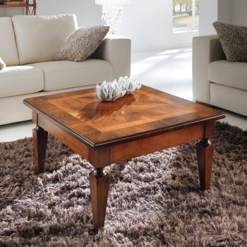 Tavolino da salotto 80x80 con piano intarsiato