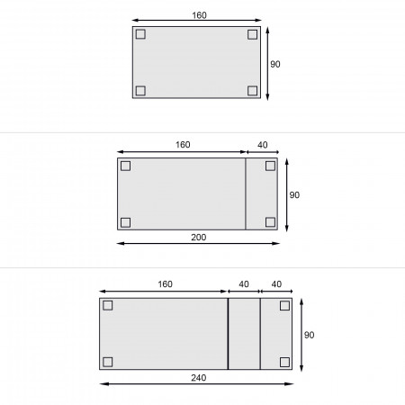 Tavolo rettangolare frassino allungabile da 160x90 a 240x90