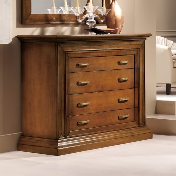 Comò quadro con 4 cassetti in legno classico