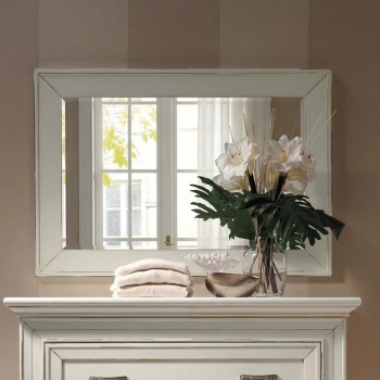 Specchiera rettangolare su cassettiera con cornice legno