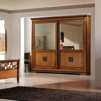 Armadio 2 ante traforato specchio bronzo in legno