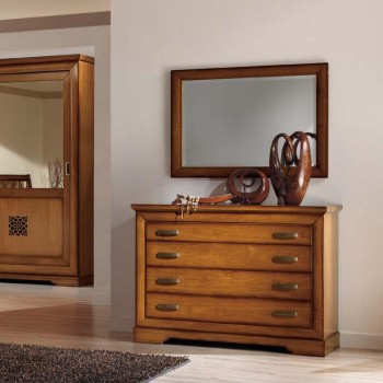 Comò con quattro cassetti, dettaglio cornice legno