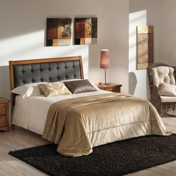Letto testata imbottita e giroletto, legno noce