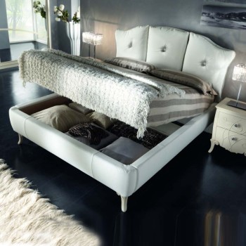 Letto matrimoniale con contenitore e swarovski, dettaglio testata