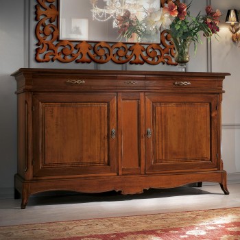 Credenza 2 ante e 3 cassetti, dettaglio pannello liscio