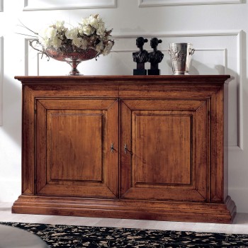 Credenza senza intaglio 2 ante 2 cassetti, dettaglio legno