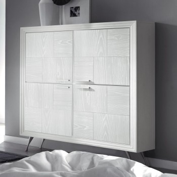 Base con 4 ante in legno di frassino con dettagli design