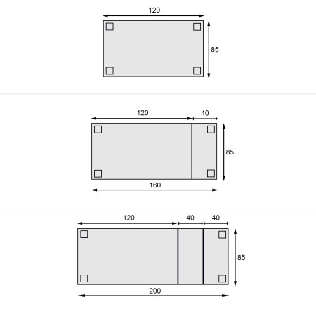 Tavolo rettangolare 120x85 allungabile a 200x85
