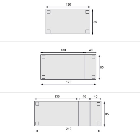 Tavolo rettangolare 130x85 allungabile a 210x85