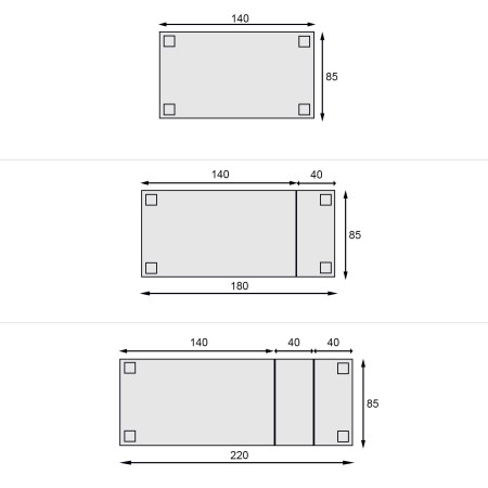 Tavolo rettangolare 140x85 allungabile a 220x85