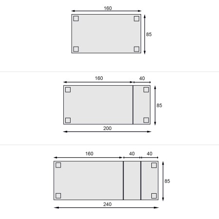 Tavolo rettangolare 160x85 allungabile a 240x85