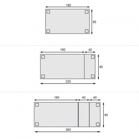 Tavolo rettangolare 180x85 allungabile a 260x85