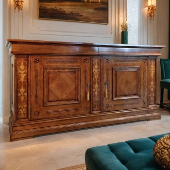 Credenzone intarsiato modello Fontana con dettagli decorativi