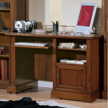 Scrivania per PC legno noce con vani e anta