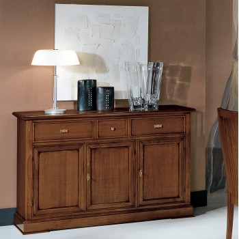 Credenza semplice 3 ante 3 cassetti, dettaglio frontale