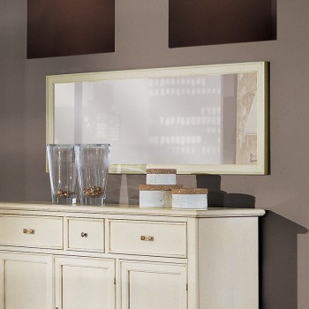 Specchio per credenza bianco con cornice legno