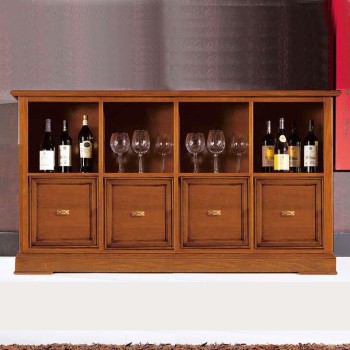 Libreria 8 vani e 4 cassetti, dettaglio porta bottiglie