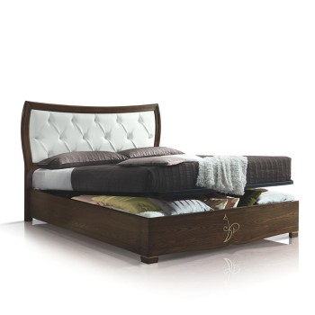 Letto sagomato con contenitore in legno e testata in ecopelle