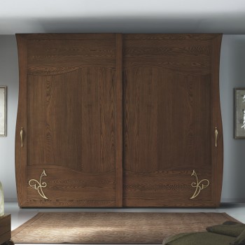 Armadio 2 ante scorrevoli legno con decori floreali