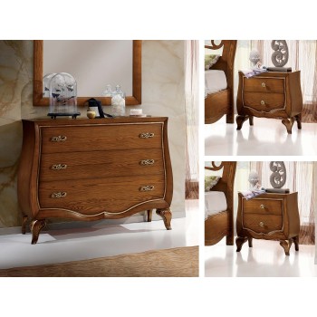 Trittico in legno stile classico, dettaglio del comò
