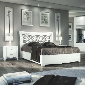 Letto sagomato testata con griglia in legno di frassino