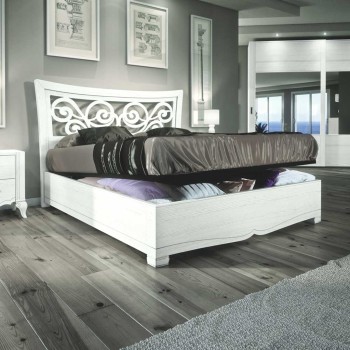 Letto sagoma con griglia e contenitore in legno di frassino