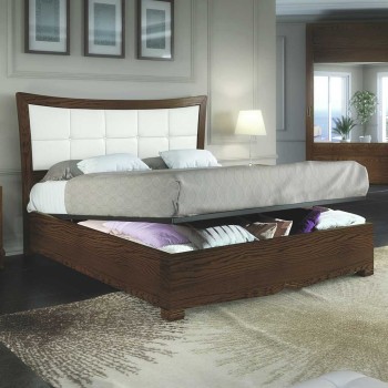 Letto imbottito con giroletto contenitore, testata ecopelle