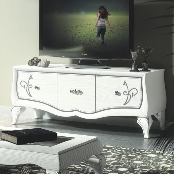 Base con 3 cassetti con decoro floreale bianco