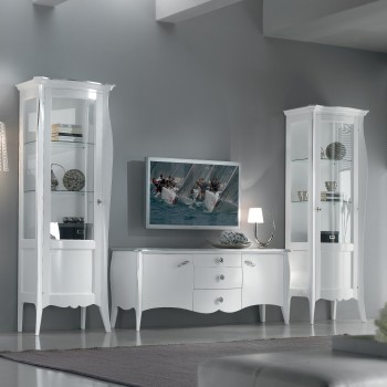 Porta TV con vetrine, finitura bianco opaco