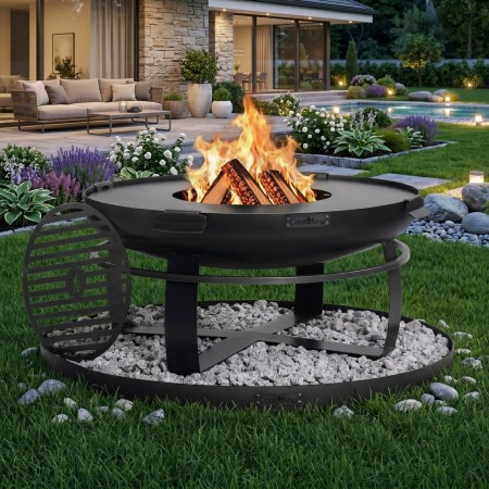 Braciere da Esterno Viking 80cm Set Piastra Grill e Base Pietra
