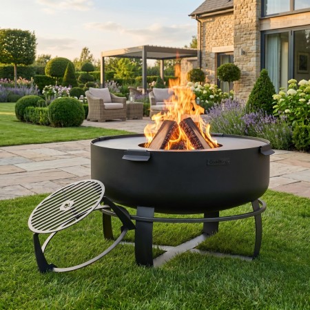 Braciere XXL Viking 80cm Piastra Grill 78cm e Griglia Alta