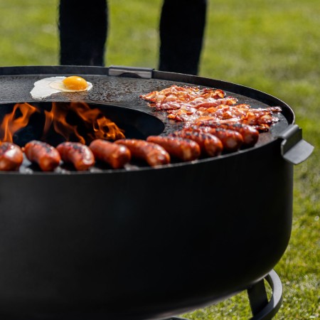 Braciere XXL Viking 80cm Piastra Grill 78cm e Griglia Alta