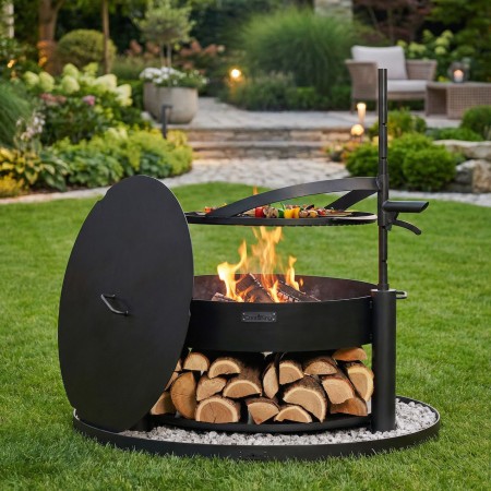 Braciere Multifunzione Montana X 80cm Griglia 60cm Coperchio e Base