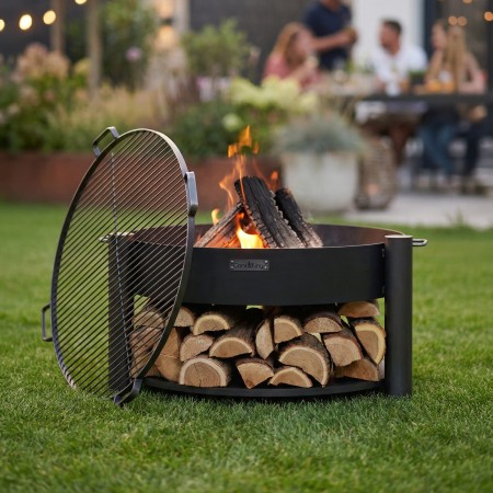 Braciere da Giardino Montana 80cm con Griglia Grande 80cm 4 Maniglie
