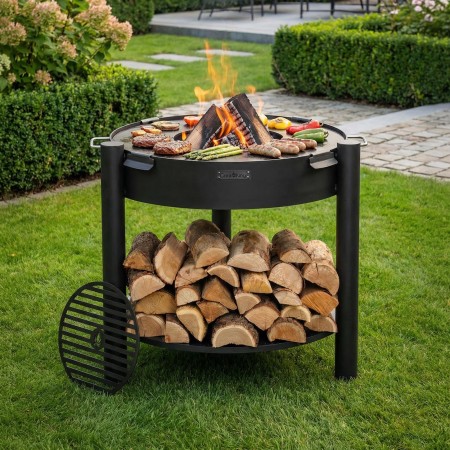 Braciere Alto in Acciaio Montana 80cm Piastra Grill 78cm