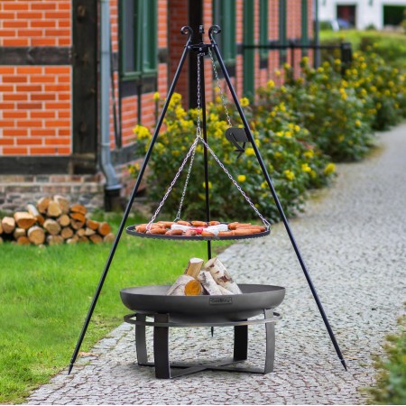 Set Braciere Viking 80cm e Treppiede 180cm Verricello Griglia 70cm