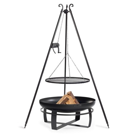 Set Braciere Viking 80cm e Treppiede 180cm Verricello Griglia 70cm