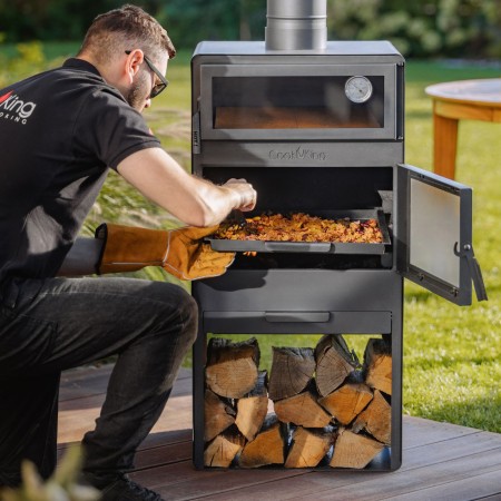 Stufa a Legna da Esterno Vento Forno Griglia e Portalegna 120cm