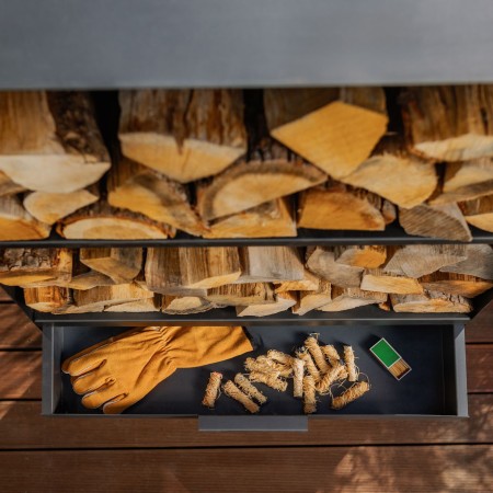 Stufa a Legna da Esterno Vento Forno Griglia e Portalegna 120cm